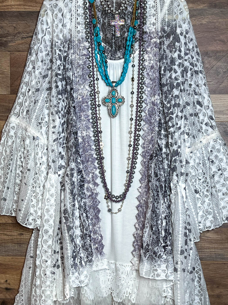 A True Beauty Roses & Leopard Print Lace Duster Cardigan