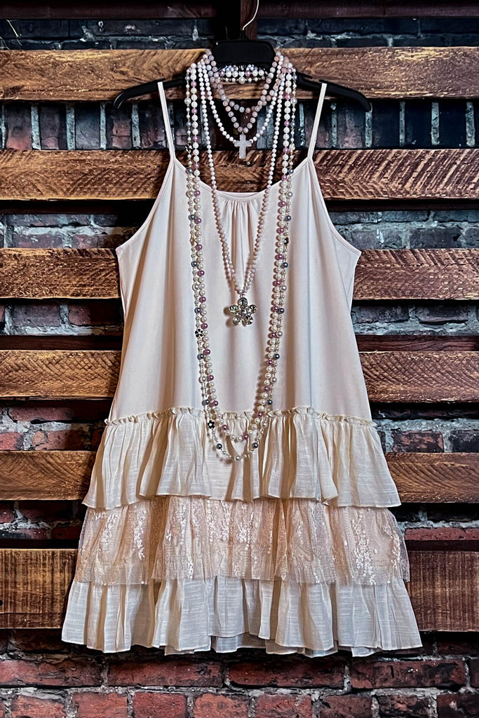 POEM OF LOVE  LAYERING SLIP DRESS EXTENDER IN BEIGE