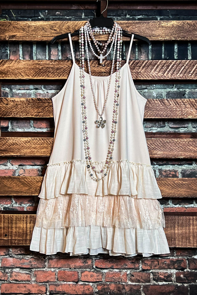 POEM OF LOVE  LAYERING SLIP DRESS EXTENDER IN BEIGE