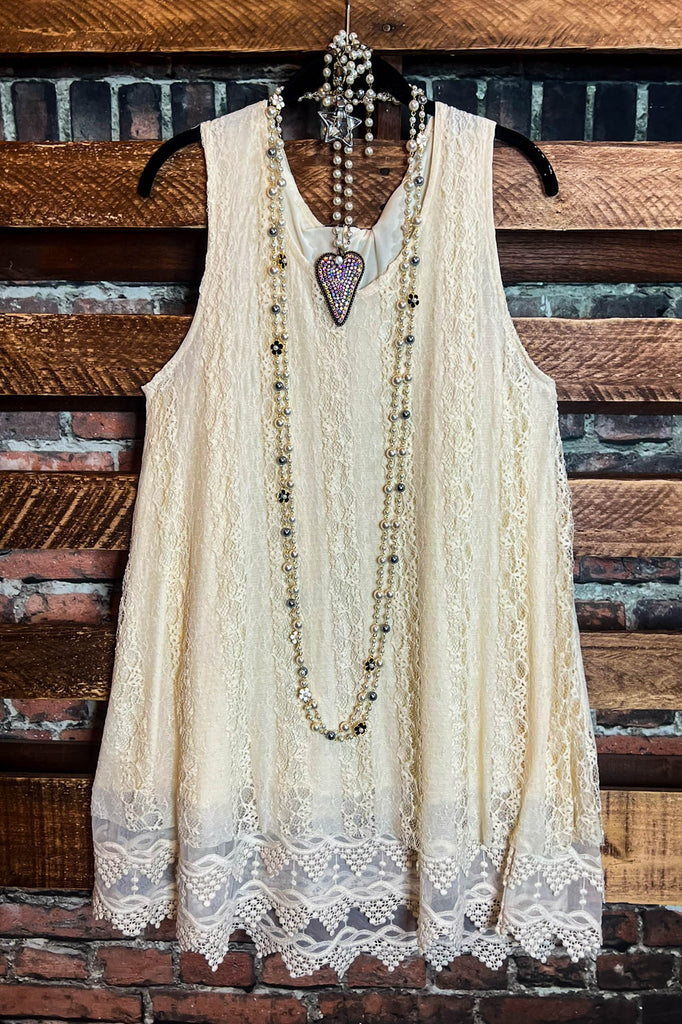 LOST IN LOVE VINTAGE BEIGE LACE TUNIC