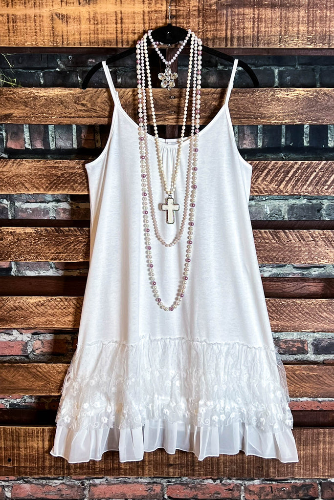 I'M ETERNALLY YOURS WHITE LACE SLIP DRESS EXTENDER