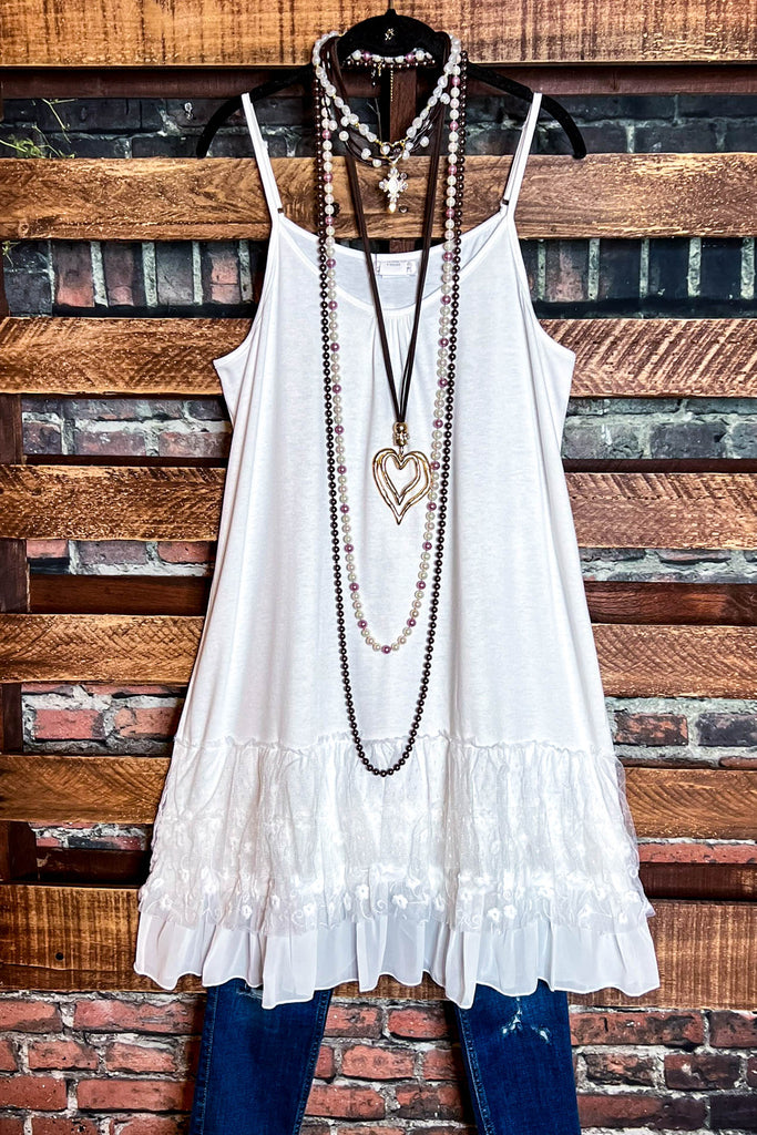 I'M ETERNALLY YOURS WHITE LACE SLIP DRESS EXTENDER