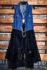 NEVER OUT OF STYLE FAB LONG VEST LACE BLACK & DENIM