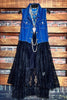 NEVER OUT OF STYLE FAB LONG VEST LACE BLACK & DENIM