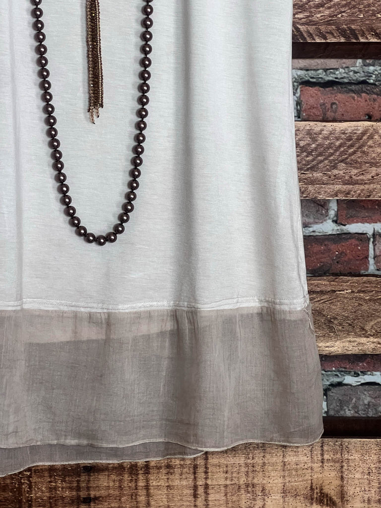 Come Together Lace Ash Taupe Set 2 PCS Tunic & Cardigan