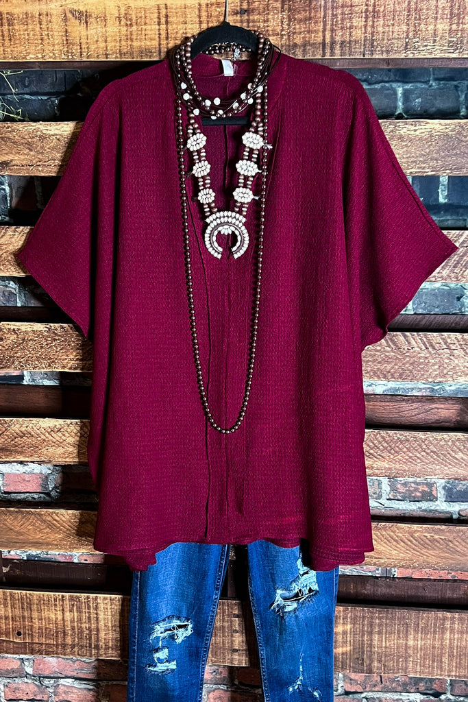 Ready for The Day Pretty Comfy Oversized Tunic in Burgundy