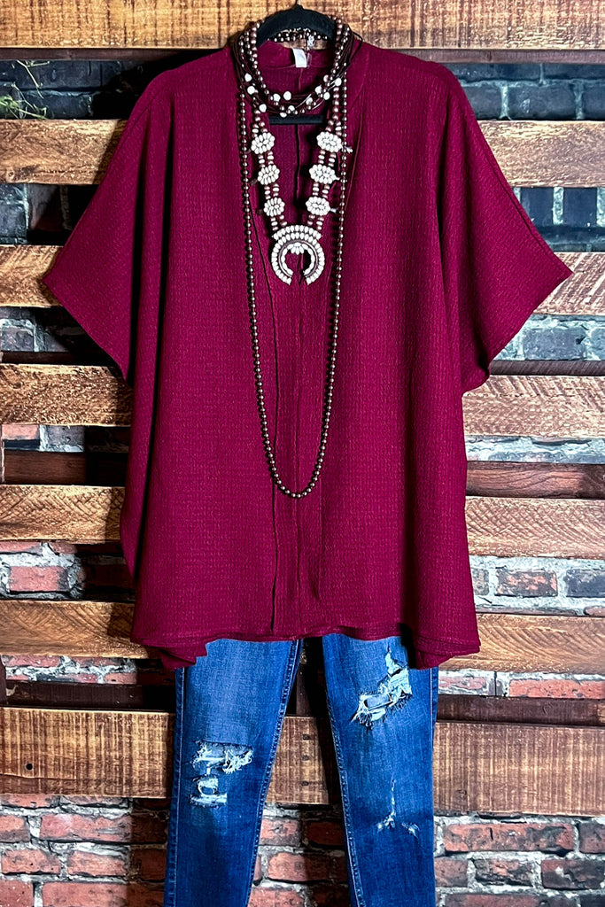 Ready for The Day Pretty Comfy Oversized Tunic in Burgundy