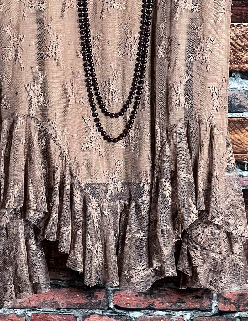 Moments To Treasure Mocha Lace Dress