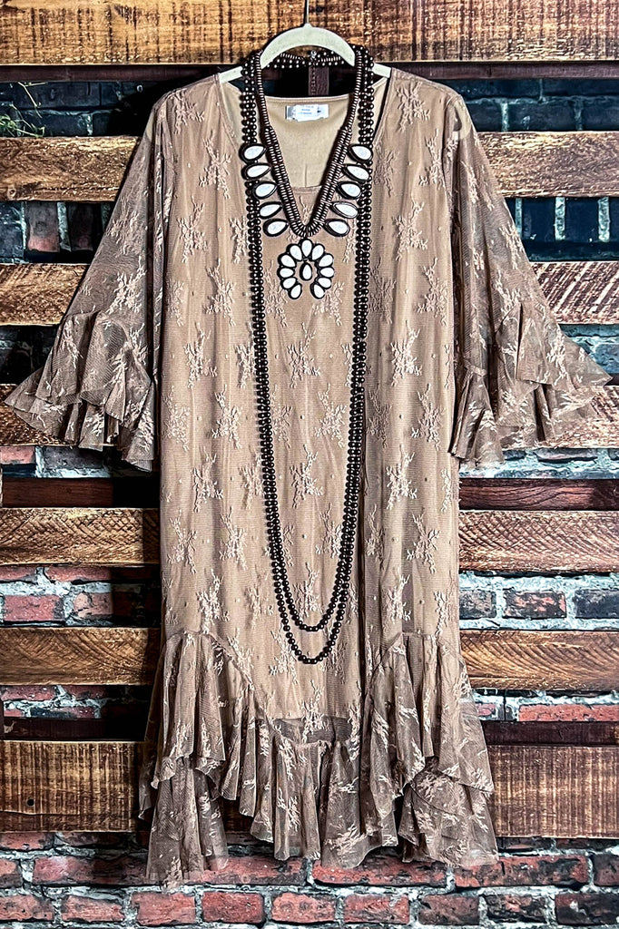 Moments To Treasure Mocha Lace Dress