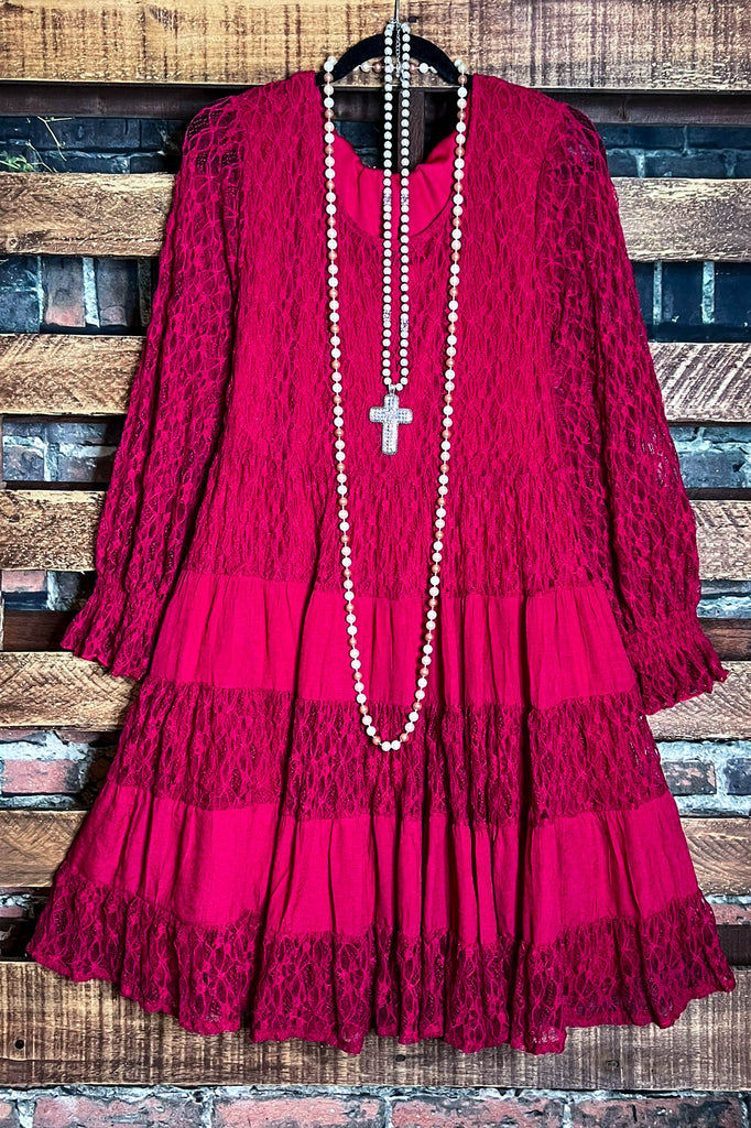 Peace And Joy Crimson Lace Dress