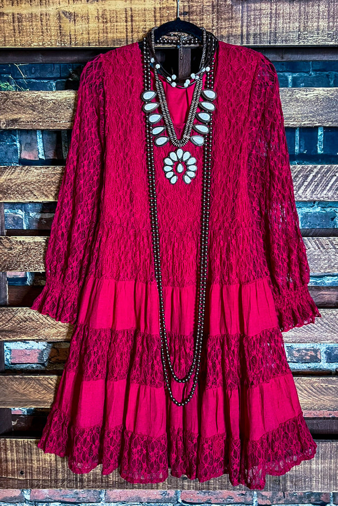 Peace And Joy Crimson Lace Dress