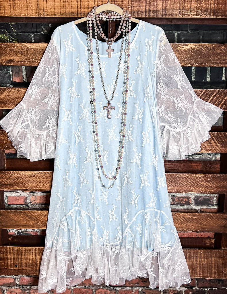 Moments To Treasure Blue & White Lace Dress