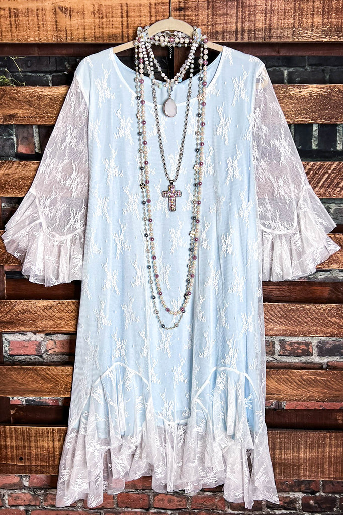 Moments To Treasure Blue & White Lace Dress