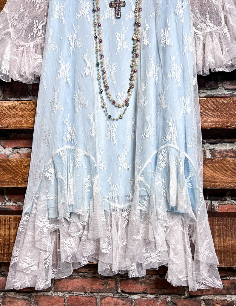 Moments To Treasure Blue & White Lace Dress