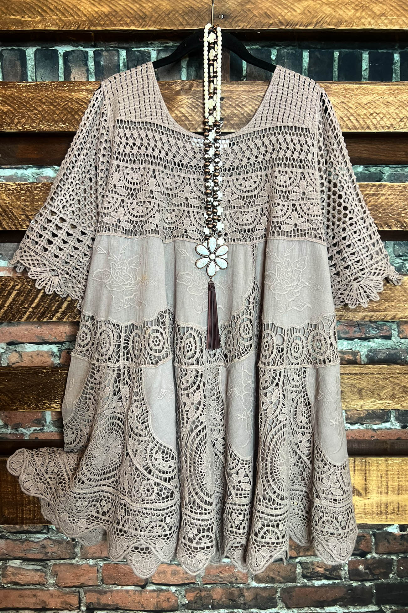 A FAIRYTALE PRETTY UNIQUE 100% COTTON TAUPE CROCHET LACE – Life is Chic ...