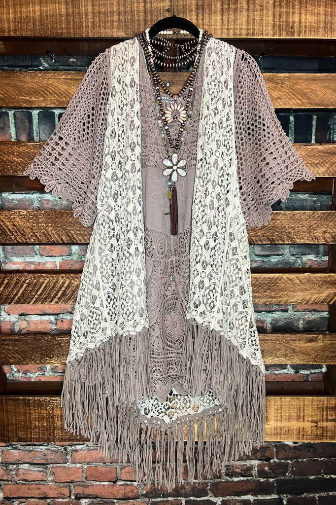 ORIGINAL BEAUTY BOHEMIAN CROCHET FRINGE VEST IN NATURAL