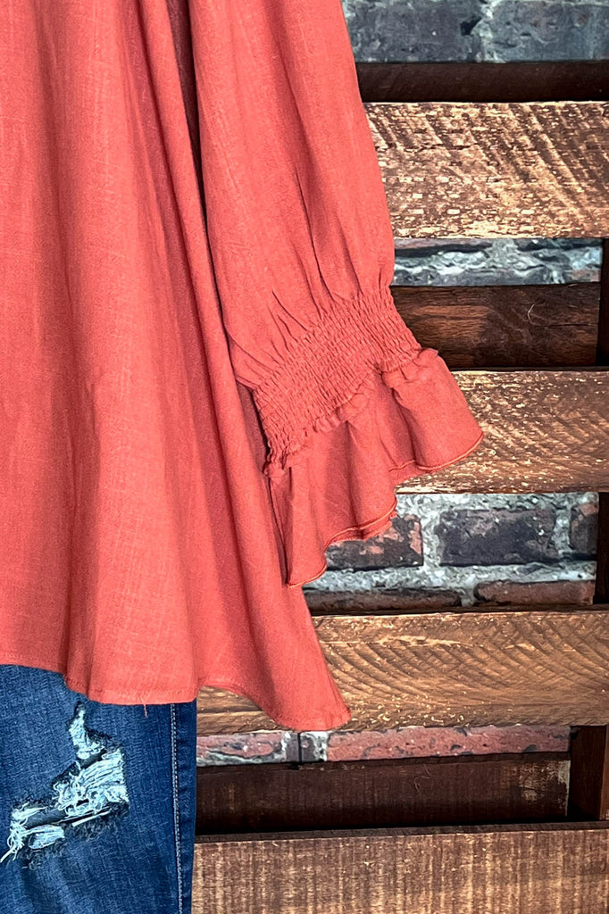 SOMETHING TO BELIEVE TUNIC IN RUST