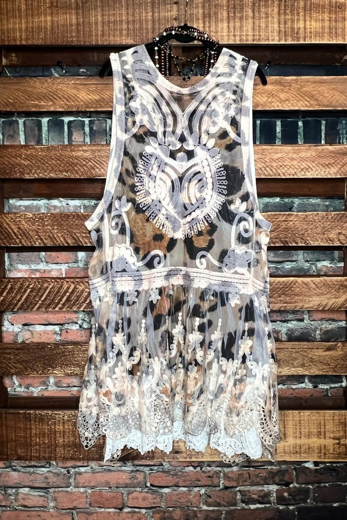 Feel the Magic Fab Leopard Print Lace Vest