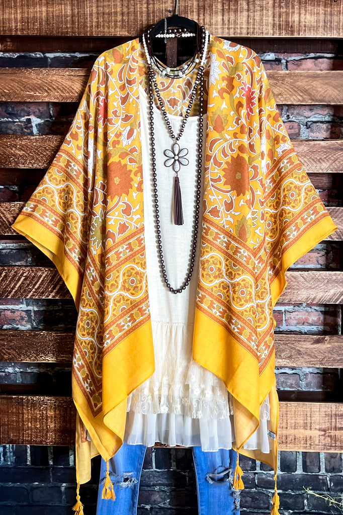 TICKETS TO PARADISE YELLOW SUNRISE BOHO KIMONO