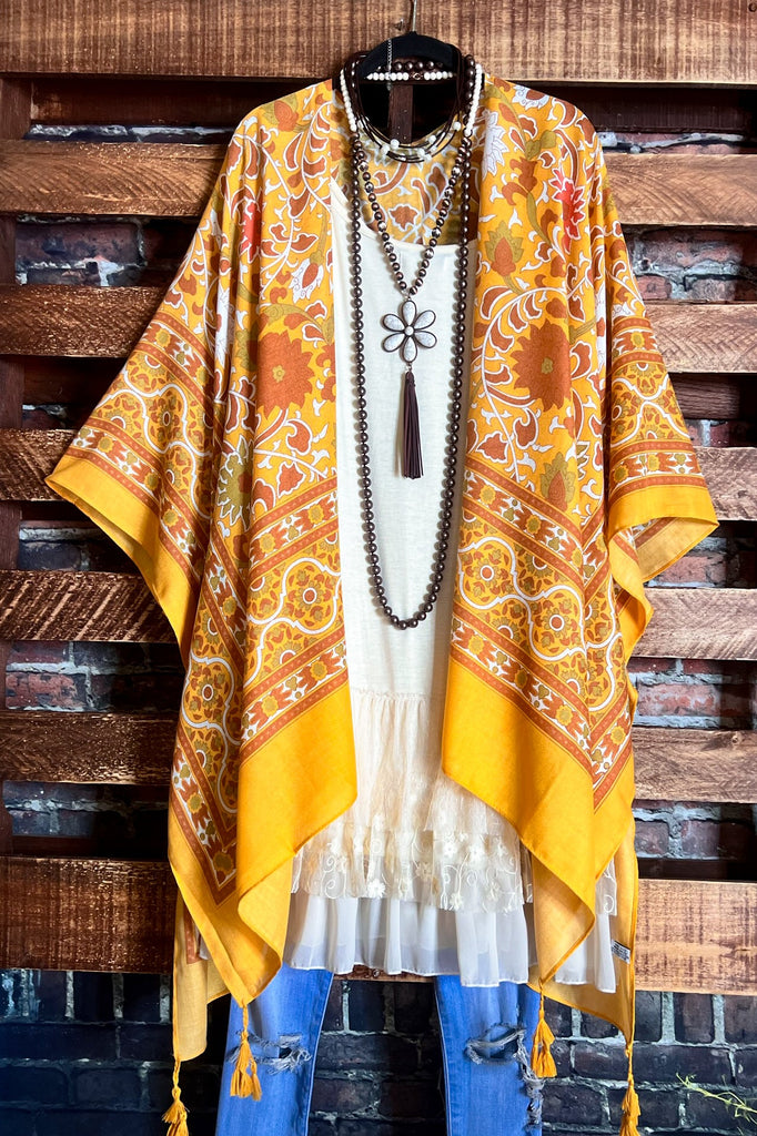 TICKETS TO PARADISE YELLOW SUNRISE BOHO KIMONO