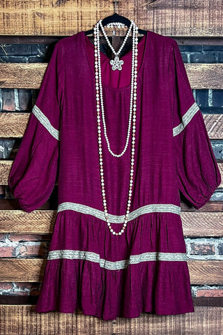 FOREVER PERFECTLY SIMPLE & OVERSIZED DARK BURGUNDY T-TUNIC---------SALE