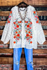 Give Me Good Times Boho Ivory Embroidered Floral Tunic