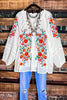 Give Me Good Times Boho Ivory Embroidered Floral Tunic