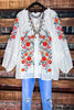 Give Me Good Times Boho Ivory Embroidered Floral Tunic