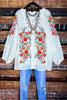 Give Me Good Times Boho Ivory Embroidered Floral Tunic