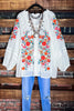 Give Me Good Times Boho Ivory Embroidered Floral Tunic