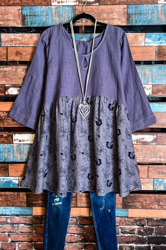 JOYFULLY YOURS BABYDOLL TUNIC IN GRAY