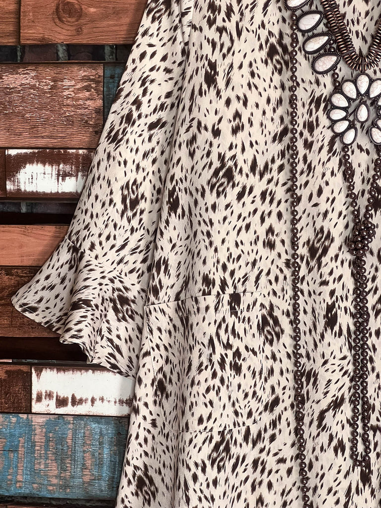 ALWAYS STUNNING ANIMAL PRINT TUNIC POCKETS IN BEIGE & BROWN