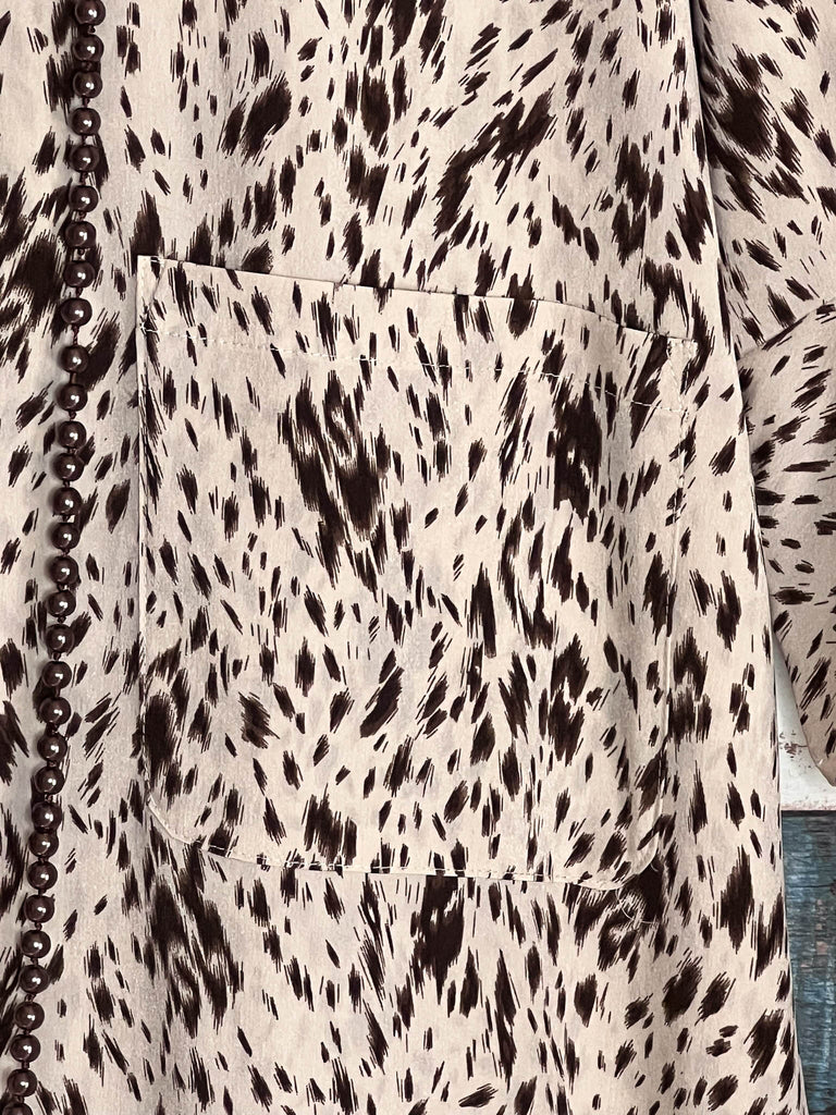 ALWAYS STUNNING ANIMAL PRINT TUNIC POCKETS IN BEIGE & BROWN