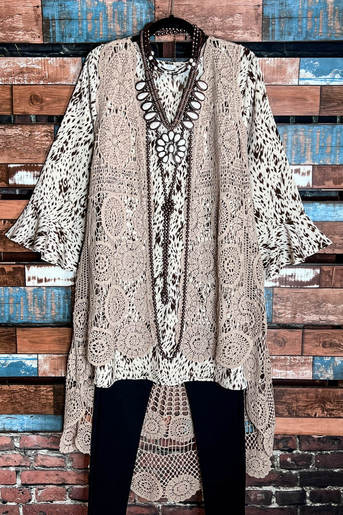 Best of My Love Bohemian Crochet Vest in Mocha