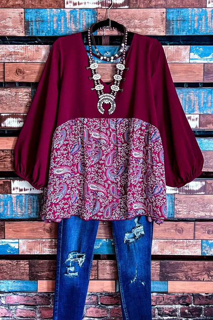 Feeling Your Very Best Top in Crimson & Multi