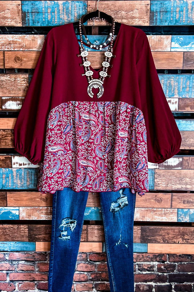 Feeling Your Very Best Top in Crimson & Multi