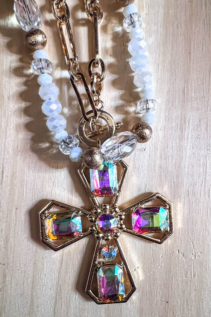 Fab Vintage Inspired Crystal Cross Necklace