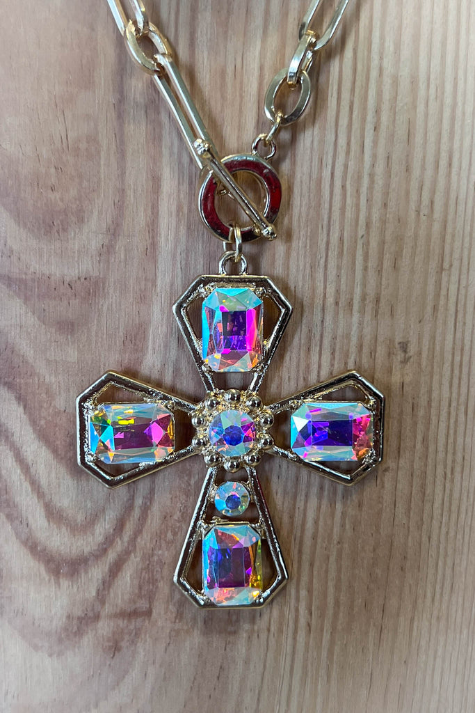 Fab Vintage Inspired Crystal Cross Necklace