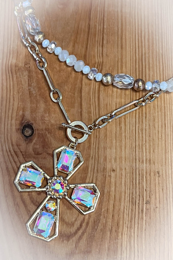 Fab Vintage Inspired Crystal Cross Necklace