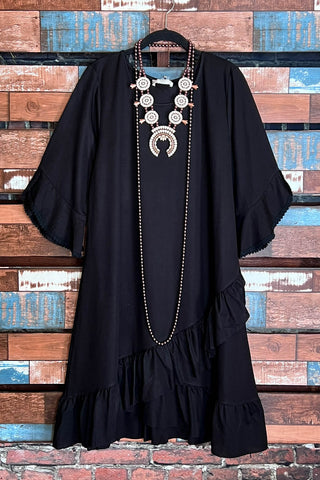 YOU'RE MY DREAM LACE OVERSIZED DUSTER KIMONO BLACK