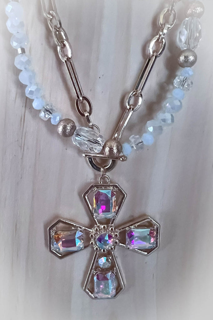 Fab Vintage Inspired Crystal Cross Necklace