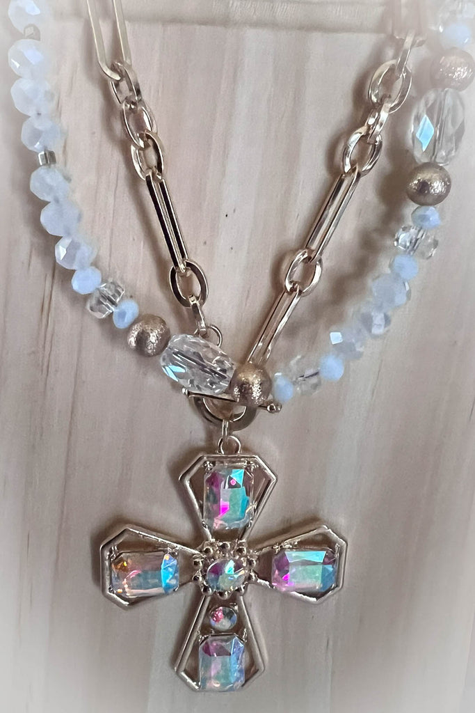 Fab Vintage Inspired Crystal Cross Necklace