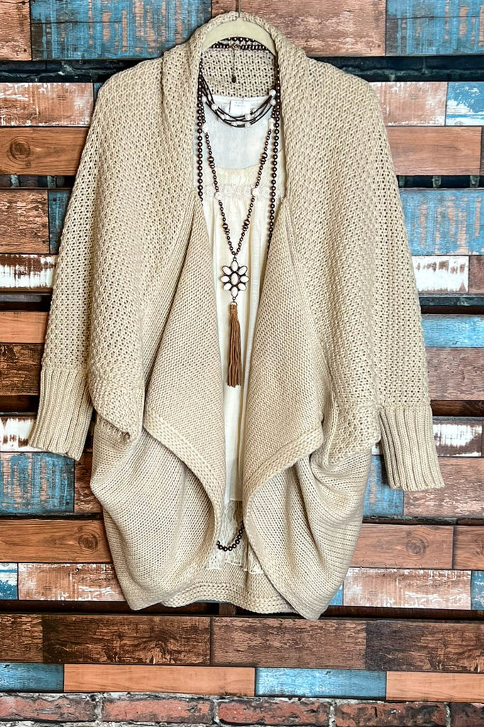 COZY CHARM TO GO IN STYLE CARDIGAN IN BEIGE