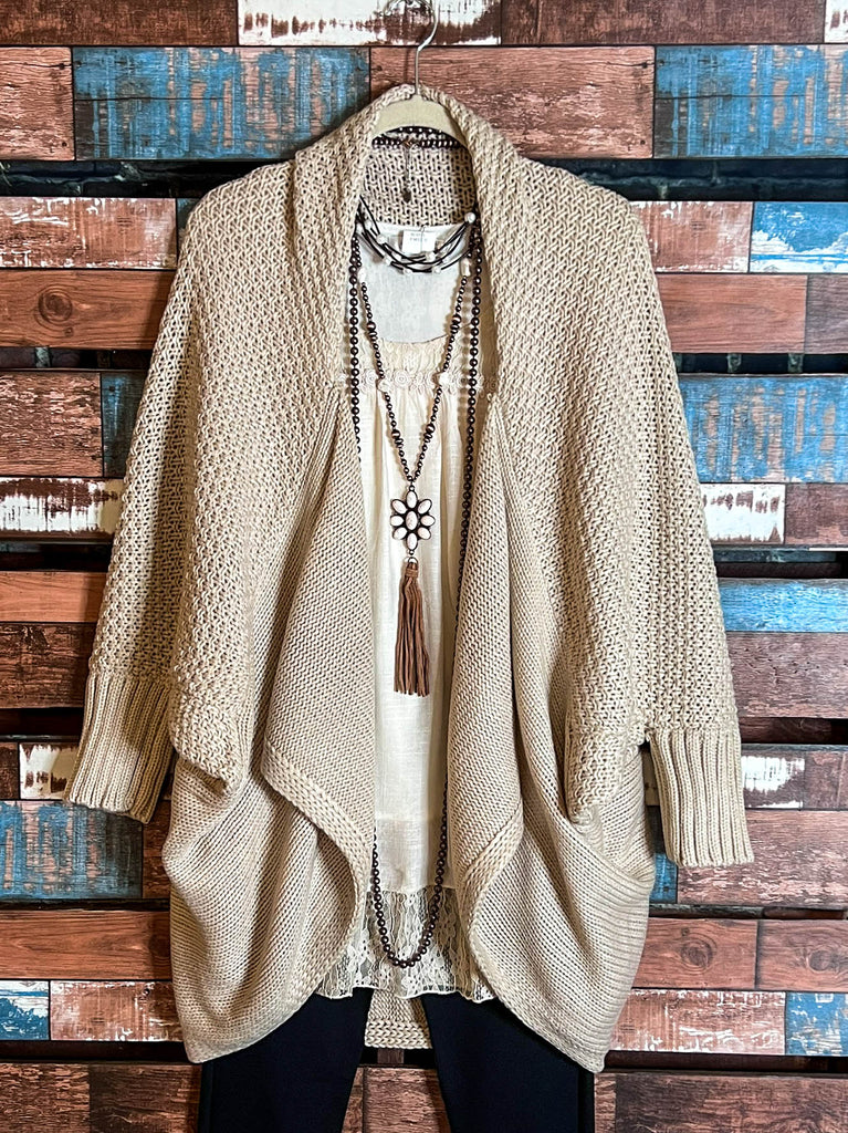 COZY CHARM TO GO IN STYLE CARDIGAN IN BEIGE