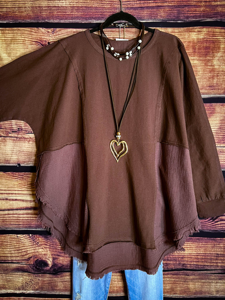 Free Spirit Boho 100% Cotton Brown Tunic