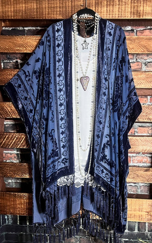 THE SOUL BOHO MAXI KIMONO IN TURQUOISE & MULTI-COLOR