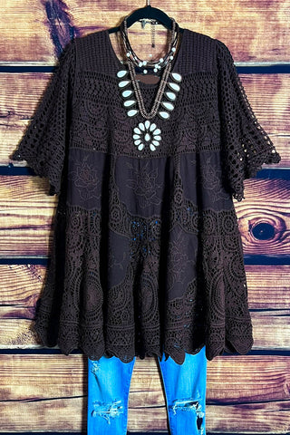 Le Bohemian Heart & Soul Oversized Maxi Kimono in Brown