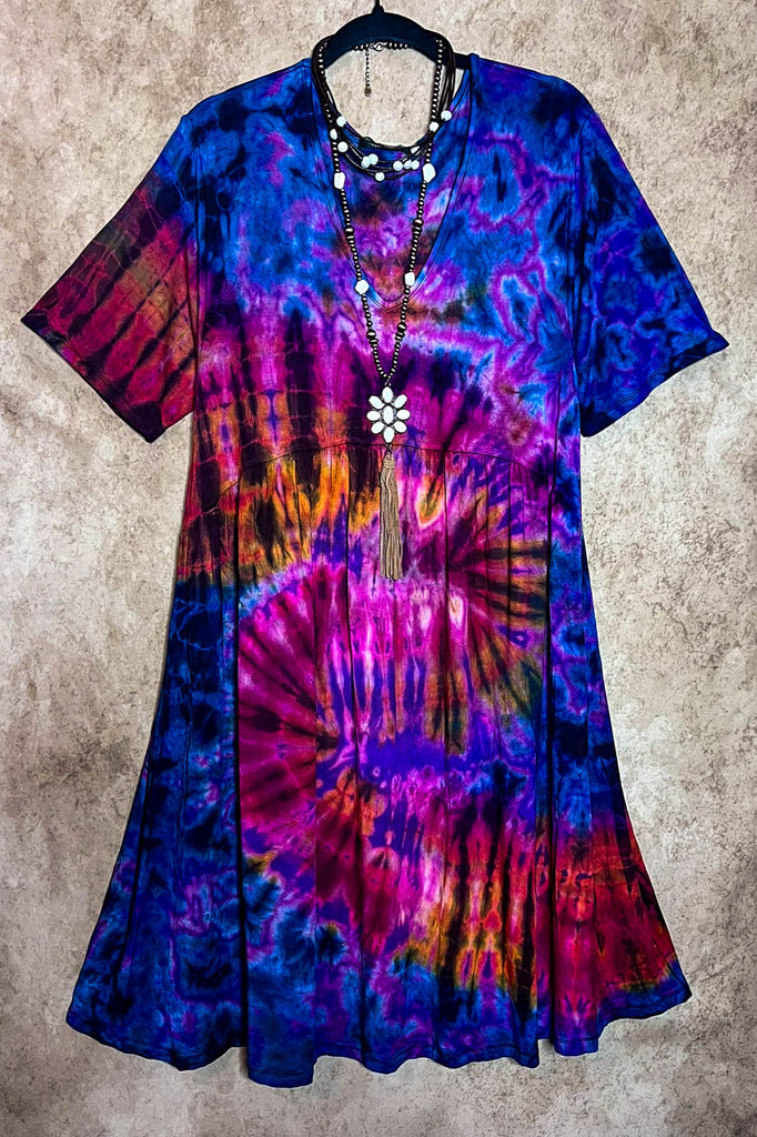 ALL FOR THE BEST TIE DYE DRESS IN PURPLE & MULTI-COLOR