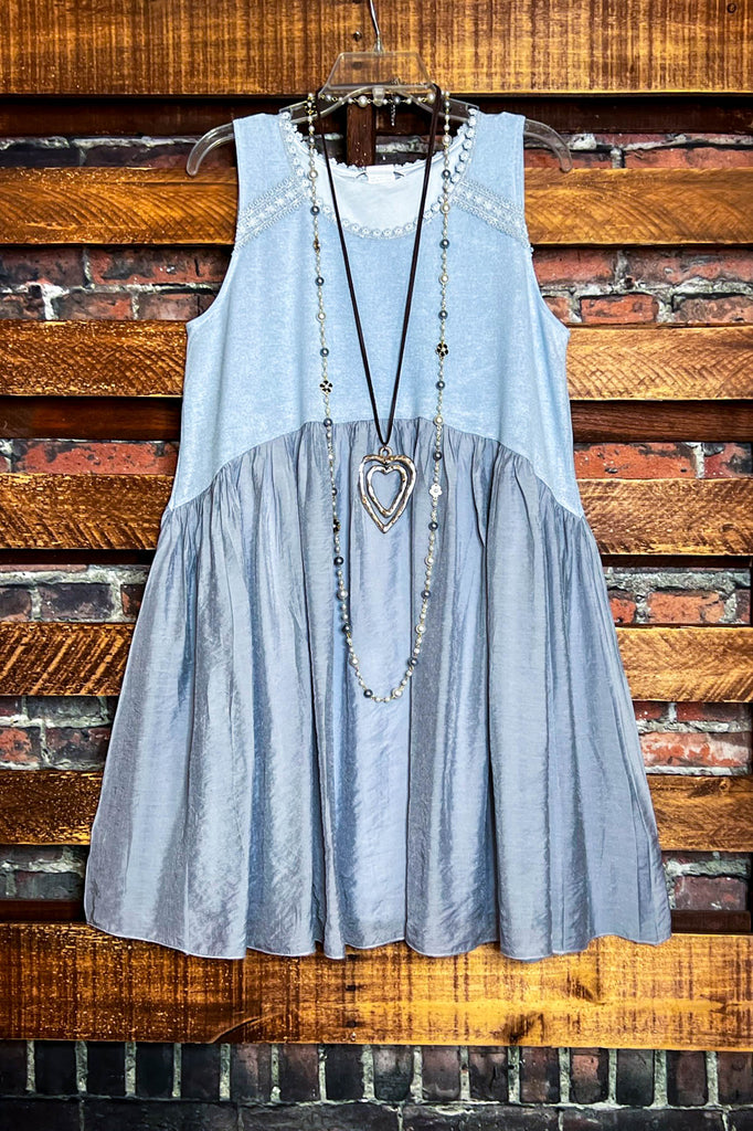 WONDERFUL FEELING LIGHT BLUE & GRAY DRESS