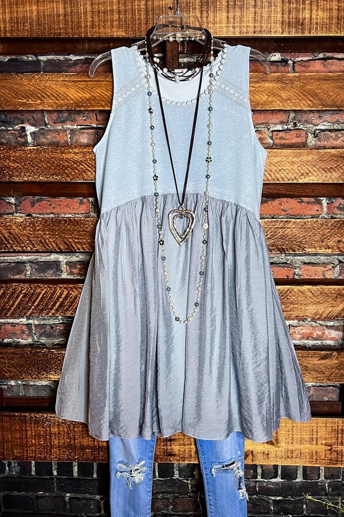 WONDERFUL FEELING LIGHT BLUE & GRAY DRESS